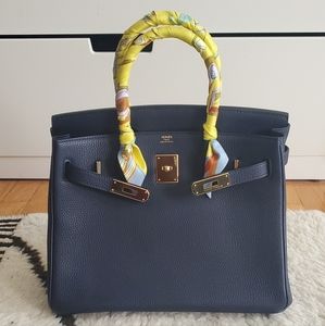 Hermès 30 Birkin Blue with Gold Hardware